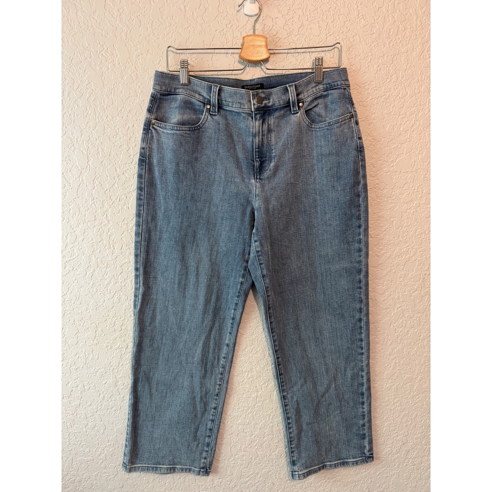 Eileen Fisher Petite Organic Cotton Stretch Jeans PM Blue Straight Leg PM